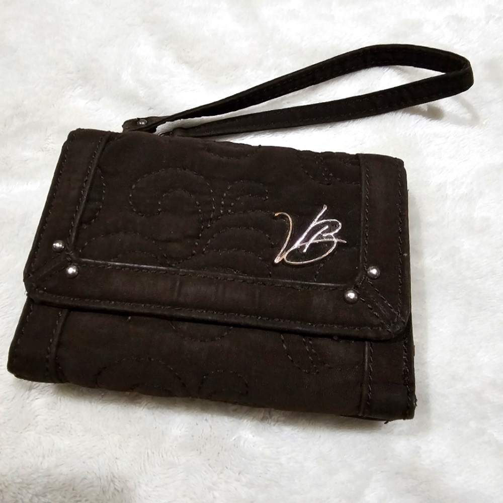 Vera Bradley ✦ Quilted Wristlet Wallet ✦ Brown Exterior Floral Interior Slim OS